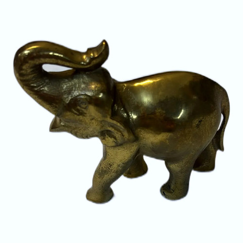 Brass elephant figure with - elephant,