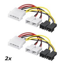 2x Lüfter Adapter PC Strom Lüfterkabel 4 Pin auf 4x Molex 3 Pin 2x 5V + 2x 12V