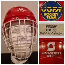 JOFA Hockey Team Helm Goalie Canadien CH 75 Cooper HM 50, Size 6 3/4  - 7 3/4