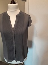 H&M Bluse Chiffonbluse Gr. 44 grau kurzarm wenig getragen