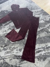 DKNY Plüsch Velour Logo Pyjama Hausanzug Satz Größe M ,Neuwertig