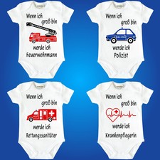 Baby-Body Bodie Babybody Wenn ich groß bin werde ich Feuerwehrmann Polizist Taxi