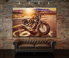 Leinwandbild Harley Davidson Motorrad Bilder Kunstdruck Wanddeko Versand Gratis