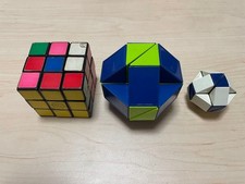 Rubik's Cube & Snake Cube 3-teiliges Set, Vintage Puzzle, gebrauchter Zustand...