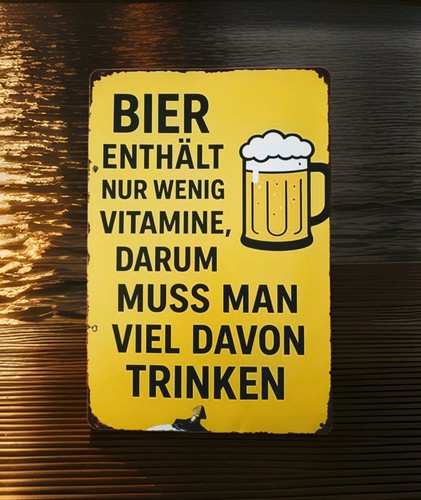 Blechschild bier enthält - blechschild, *bier
