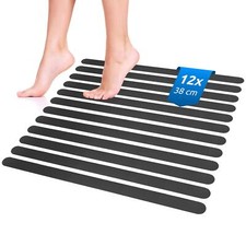 12x Schwarz Anti-Rutsch-Streifen Aufkleber Dusche Badewanne Treppe selbstklebend