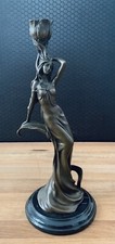 Kerzenleuchter Jungfrau 33 cm Bronze Leuchter Skulptur Frau Antik Stil Statue