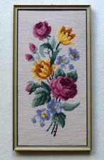 Gobelin Bild Handgestickt mit Rahmen Motiv : Blumen