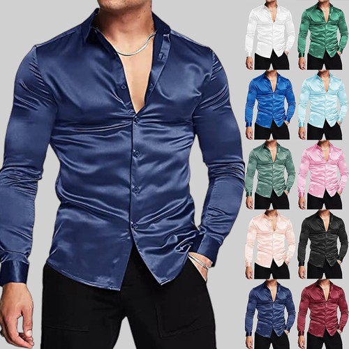 Herren satin hemd glänzendes - herren, satin-hemd