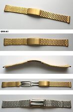 FLACHES EDELSTAHLUHRBAND 18 mm FÜR FLACHE UHR AUSSEN SEIDIG GELBGOLDVERGOLDET