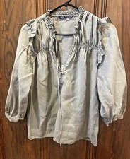 Damen Zara Grüne Bluse Aus MOP-Muschelknöpfen Und Mischgewebe Größe M