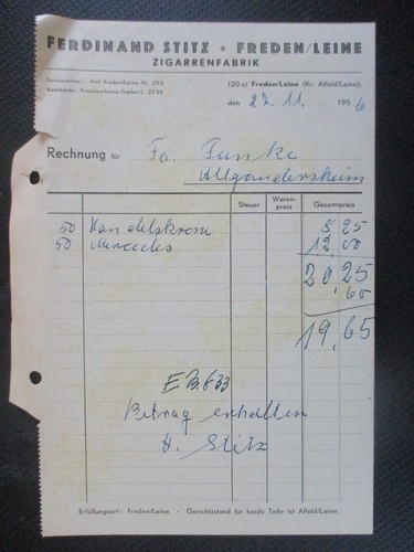 Rechnung zigarrenfabrik - rechnung,