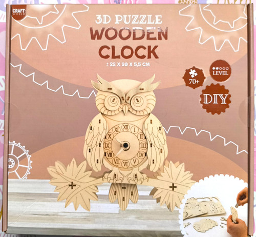 Eulen uhr holz puzzle diy - uhr,