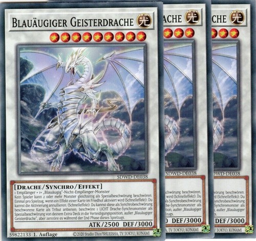 Yugioh blauäugiger - yugioh, 3x