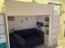 Hochbett mit Schrank und Regal 90x200