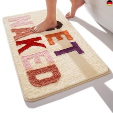 QJHOMO Beige Badezimmerteppich Bunt Badematte rutschfest Waschbar Badteppich