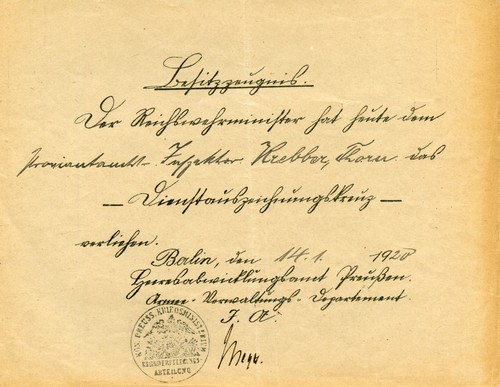 Preussen besitzzeugnis zum - preussen,