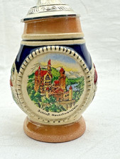 Kleiner Sammler Bierkrug Schloß Neuschwanstein - 12 cm hoch  - NEU - Zinndeckel