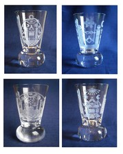 Logen-Glas Kanone m. Freimaurer-Motiv Freemason glass