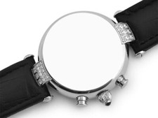 Uhrenarmband schwarz Poljot Basilika 20mm mit Ausschnitt Alligator Croco Prägung