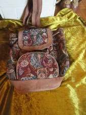 Rucksack klein Gobelinstoff mit Wildleder Motiv Teddy