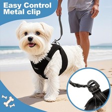 Kleiner Hund Weich Reflektierend verstellbar Hundegeschirr Brustgeschirr Schwarz