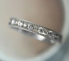 NEU SILBER ZARTER VORSTECKRING HALBER ETERNITY RING GRÖSSE 58 SALE PRICE!!!