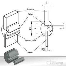 1m Dichtungsprofil Klemmprofil