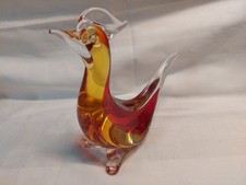 Murano  Glas Fisch Vollglas Rot Gelb 16 cm hoch--16 cm breit