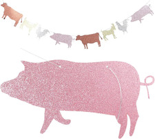 Farm Party Banner Bauernhoftiere Hängend Beige Bauernhof Geburtstag Dekoration P