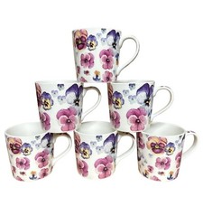 6 Blumen große Tassen Set 400ml Stiefmütterchen Blume Tee Kaffeetasse Küche Home Office