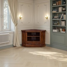 Mahagoni Ecke TV Schrank mit Schublade - Massiv Mahagoni Holz