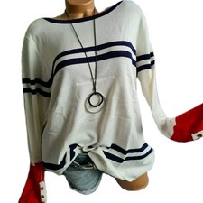 Tom Tailor Sweatshirt Pullover Pulli Shirt Langarm weiß Ton gestreift (906) NEU