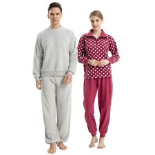 Herren Damen Pyjama Set Lang Schlafanzug Hausanzug Nachtwäsche langarm Loungewea