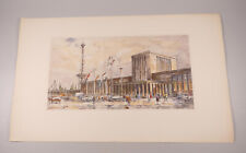 Radierung Horst Miesler coloriert Messe Berlin Funkturm um 1970