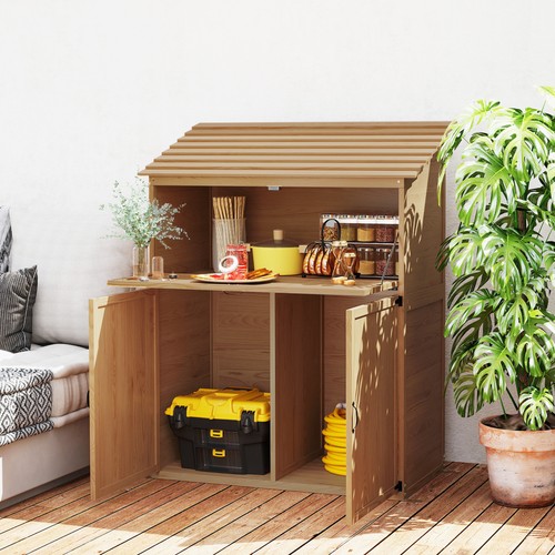 Outsunny gartenschrank holz - gartenschrank,