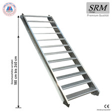 12 Stufen Stahltreppe Breite 60 - 160 cm Geschosshöhe 180 - 240 cm ohne Geländer
