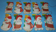 10 Große Holz Anhänger Schneemann & Schneefrau Handmade Winterdeko Baumschmuck