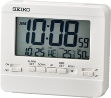SEIKO - Wecker LCD QHL086W, in Weiß mit Digitaleranzeige 