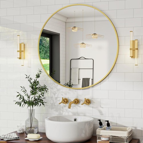 Wandspiegel rund 50cm gold - wandspiegel,