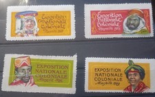 4 Werbemarken Kolonialausstellung Marseille 1922