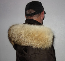 Kojote Pelz Kapuze Kragen Pelzragen Jacke Parka Coyote Fellkragen Echtfell 55 cm