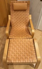 IKEA Klassiker, POÄNG Sessel & Hocker,Echt-Leder,geflochten,Rarität🧡Neuwertig🔝
