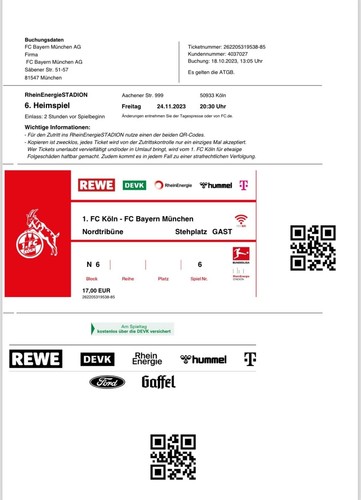 Sammlerticket köln fc - sammlerticket, 1.