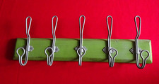 Wandhaken Kleiderhaken Garderobenleiste 5 Haken Holz Grün/Grau L 36,2cm