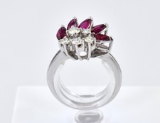 Rubin Diamant Ring 585/000 14 K Weißgold 5 Brillanten zus. 0,33 ct