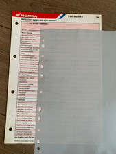 HONDA CBR 900 RR Fireblade SC33 1998 Orig. Werkstatt-Datenblatt und Serviceplan