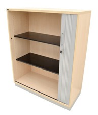 Aktenschrank mit Querrolladen - Dekor Ahorn - Rollladen silber - abschließbar