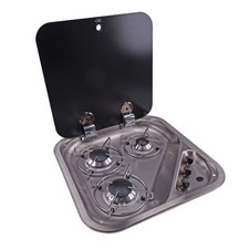 Gasherd 3 flammig mit Glasabdeckung zum Einbau f. Reisemobil, Caravan, Bus, Boot