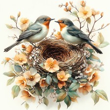 Wandbild Vögel Vogelnest